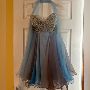 Blue short prom dress